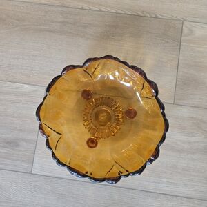 Vintage-Amber Glass Decorative Bowl